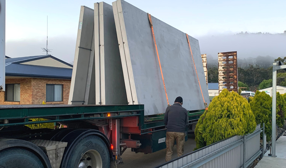 Delivery of Concrete Panels built by Duggans in Cradoc